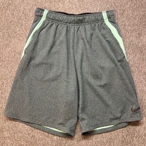 Nike Dri-FIT Mens Gray Mint Green Athletic Basketball Shorts Size Medium Pocket